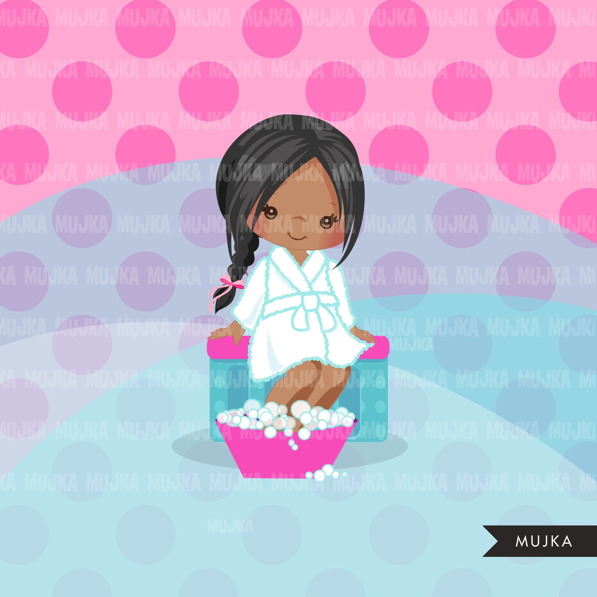 Spa clipart, party girl clipart graphics, bath, nail polish, spa birthday graphics, commercial use clip art