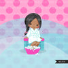 Spa clipart, party girl clipart graphics, bath, nail polish, spa birthday graphics, commercial use clip art