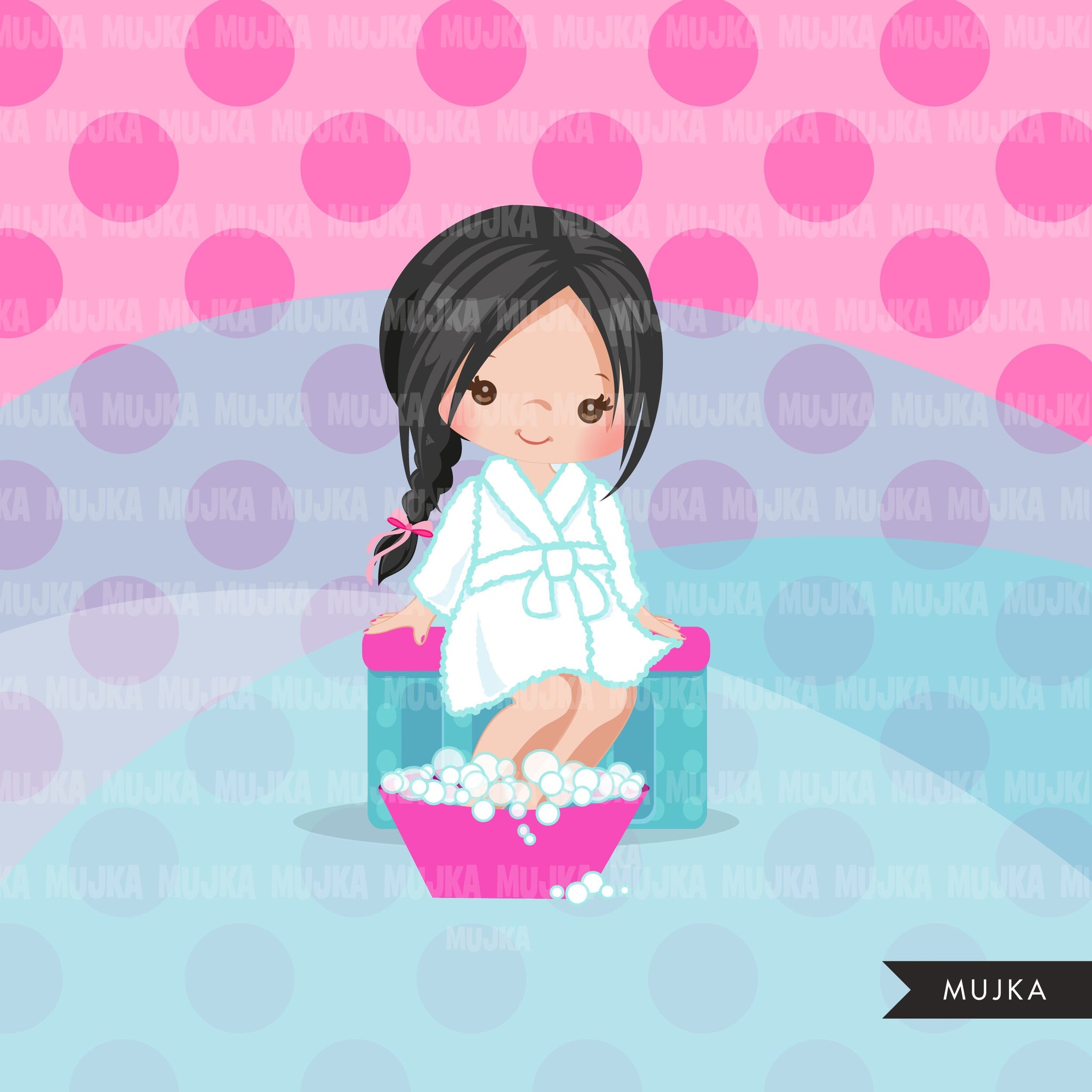 Spa clipart, party girl clipart graphics, bath, nail polish, spa birthday graphics, commercial use clip art