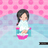 Spa clipart, party girl clipart graphics, bath, nail polish, spa birthday graphics, commercial use clip art