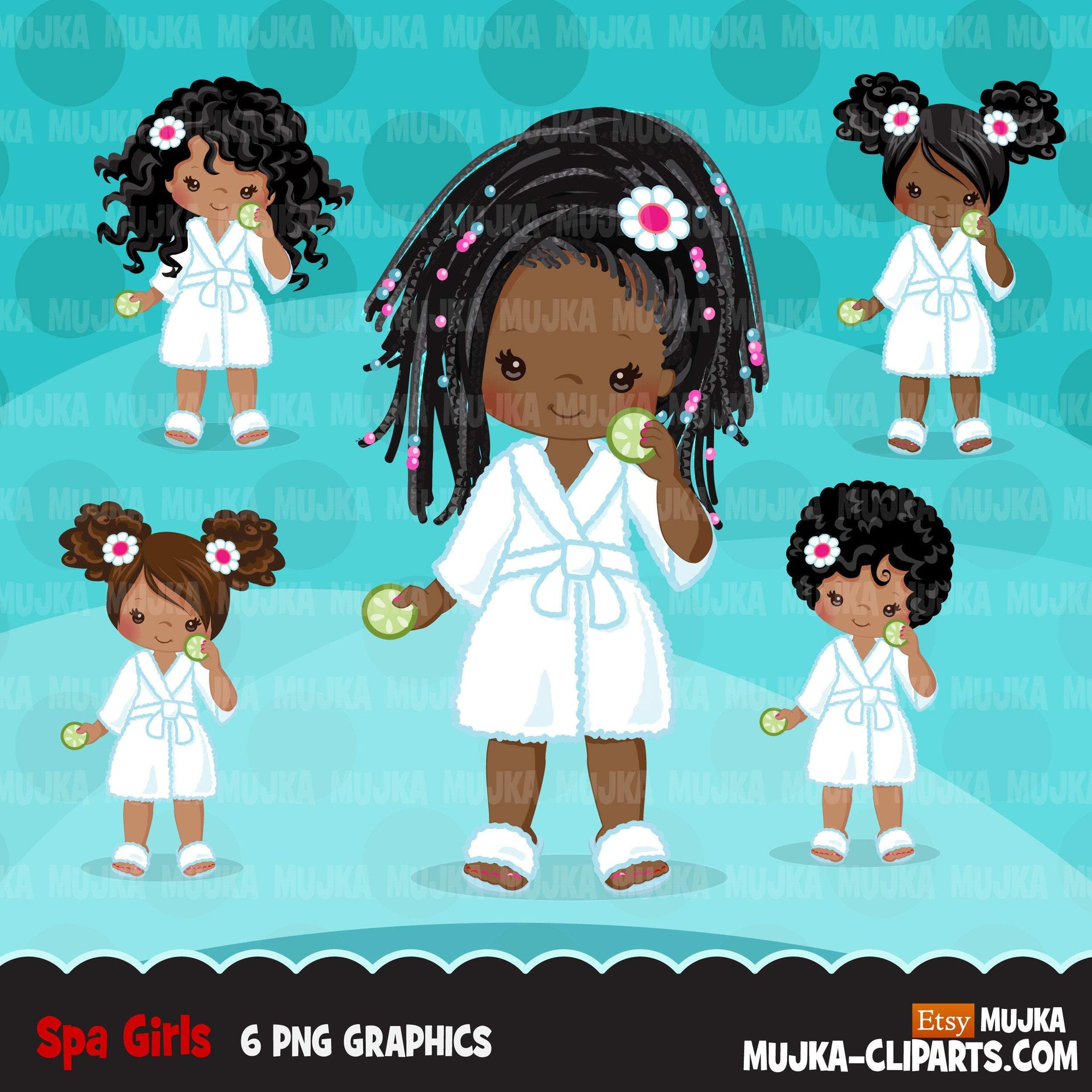 Imágenes prediseñadas de spa, gráficos de imágenes prediseñadas de chica negra de fiesta, baño, albornoz, pepino, gráficos de cumpleaños de spa, imágenes prediseñadas de uso comercial