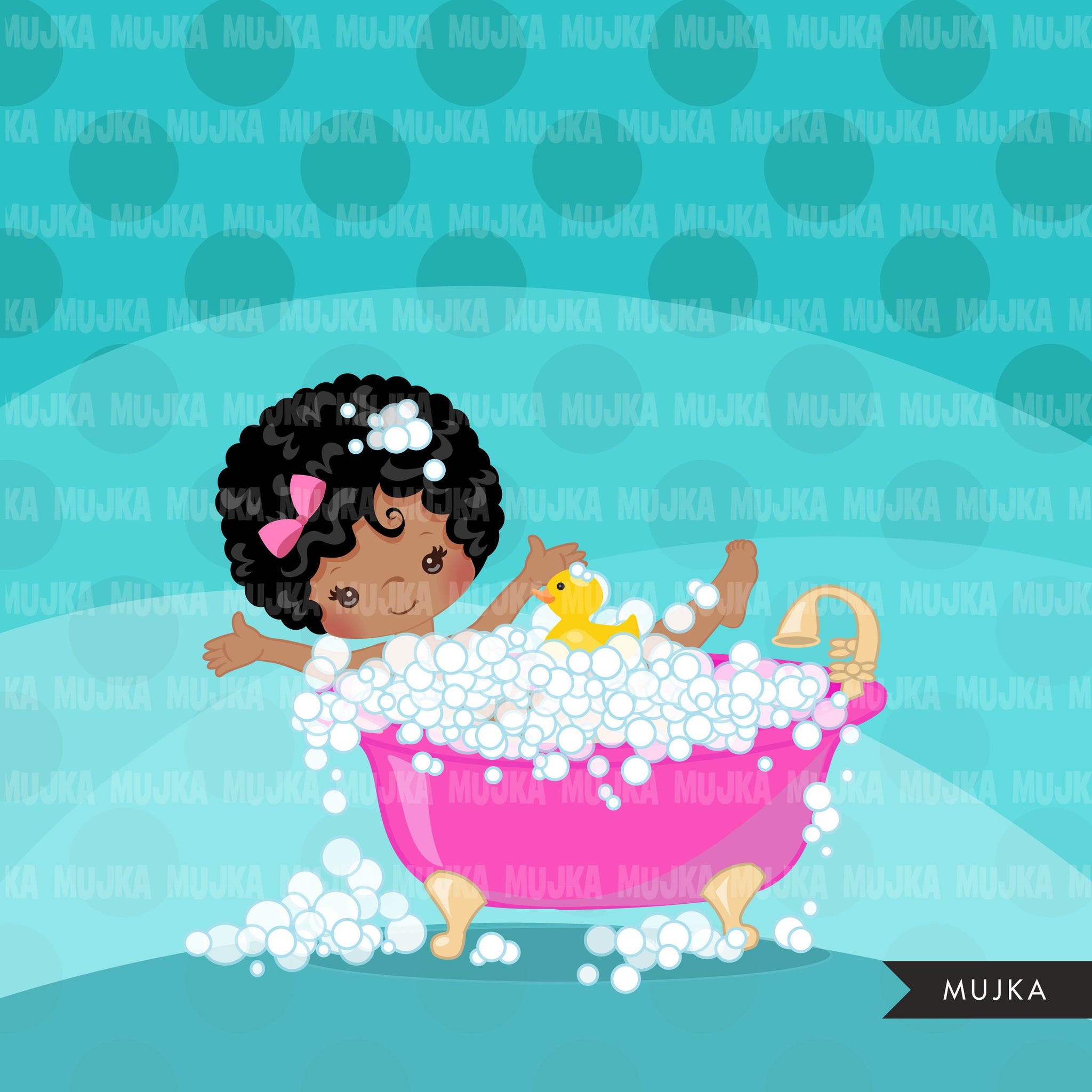 Imágenes prediseñadas de spa, gráficos de chicas negras de fiesta, baño de burbujas, esmalte de uñas, gráficos de cumpleaños de spa, pies remojados, imágenes prediseñadas de uso comercial