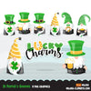 St Patricks Day Clipart Bundle, Gnomes, animals, kids,and matching quote graphics commercial use PNG clip art