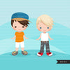 Paper doll clipart, Little Boys Dressing Party Graphics. Cute Characters, summer outfits