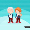 Christmas Pajama family clipart, portraits, mom, dad, grandparents, baby, kids red head graphics, commercial use PNG