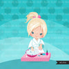 Spa clipart, manicure girl, bath, spa birthday party graphics nail polish, commercial use PNG  digital clip art