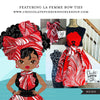 Black woman clipart avatar, Ankara Red white print bow tie and skirt, fashion graphics shop logo sorority Delta boss afro girl clip art PNG head wrap