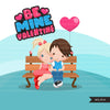 Valentine's Day Clipart, Cute Valentine kids, couples sitting on a bench, be mine valentine graphics, commercial use clip art