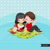 Valentine's Day Clipart, Cute Valentine kids, couples sitting, XOXO valentine graphics, commercial use clip art