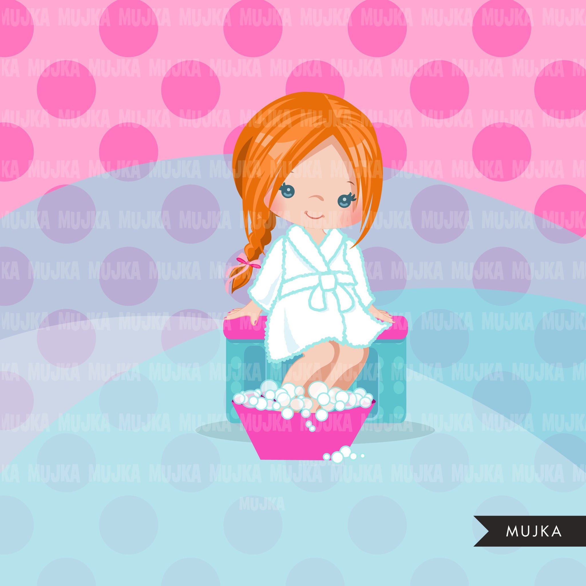 Spa clipart, party girl clipart graphics, bath, nail polish, spa birthday graphics, commercial use clip art