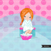 Spa clipart, party girl clipart graphics, bath, nail polish, spa birthday graphics, commercial use clip art