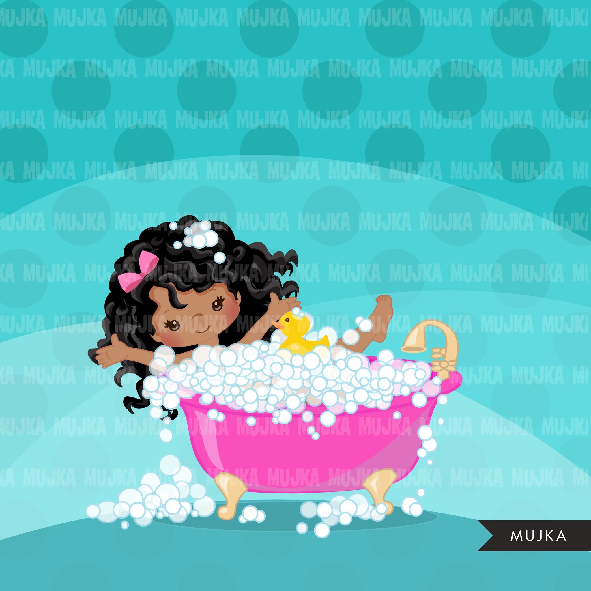 Imágenes prediseñadas de spa, gráficos de chicas negras de fiesta, baño de burbujas, esmalte de uñas, gráficos de cumpleaños de spa, pies remojados, imágenes prediseñadas de uso comercial