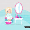 Imágenes prediseñadas de spa, elementos de spa fiesta gráficos de chicas negras, baño de burbujas, bañera, esmalte de uñas, cumpleaños de spa, gráficos, imágenes prediseñadas de uso comercial