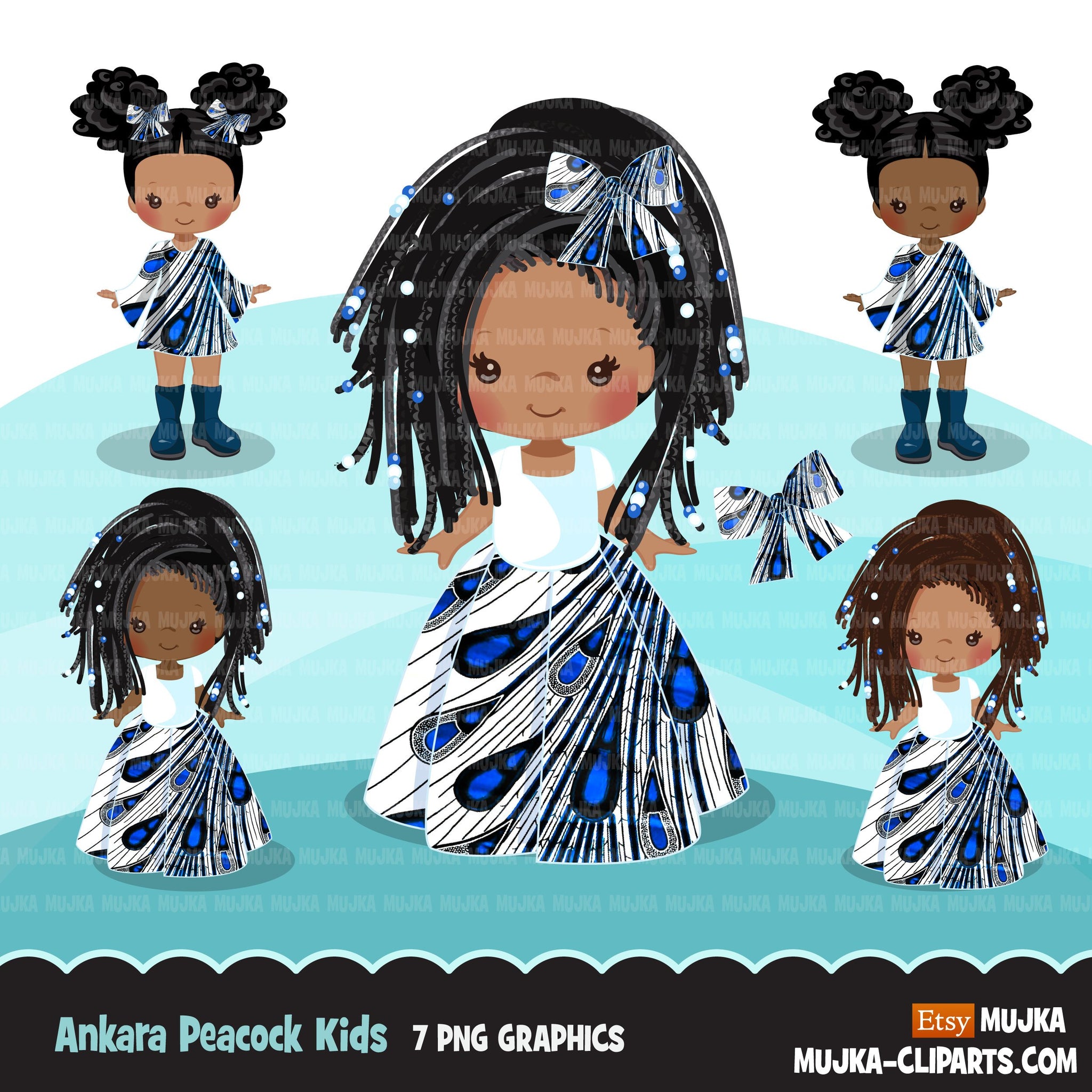 Ankara Fashion Graphics Bundle, Black History African American clipart, commercial use sublimation