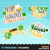 St Patricks Day Clipart Bundle, Gnomes, animals, kids,and matching quote graphics commercial use PNG clip art