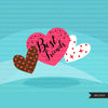 Valentine Hearts Clipart, Love Quotes, zebra, plaid, leopard, polka dots pattern heart graphics Valentine's Day commercial use clip art