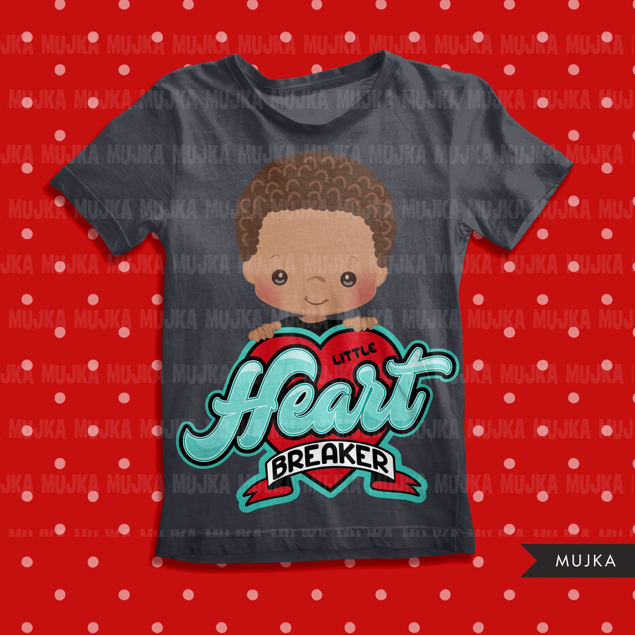 valentines day png digital little heart breaker sublimation image transfer clipart t-shirt graphics little black boy