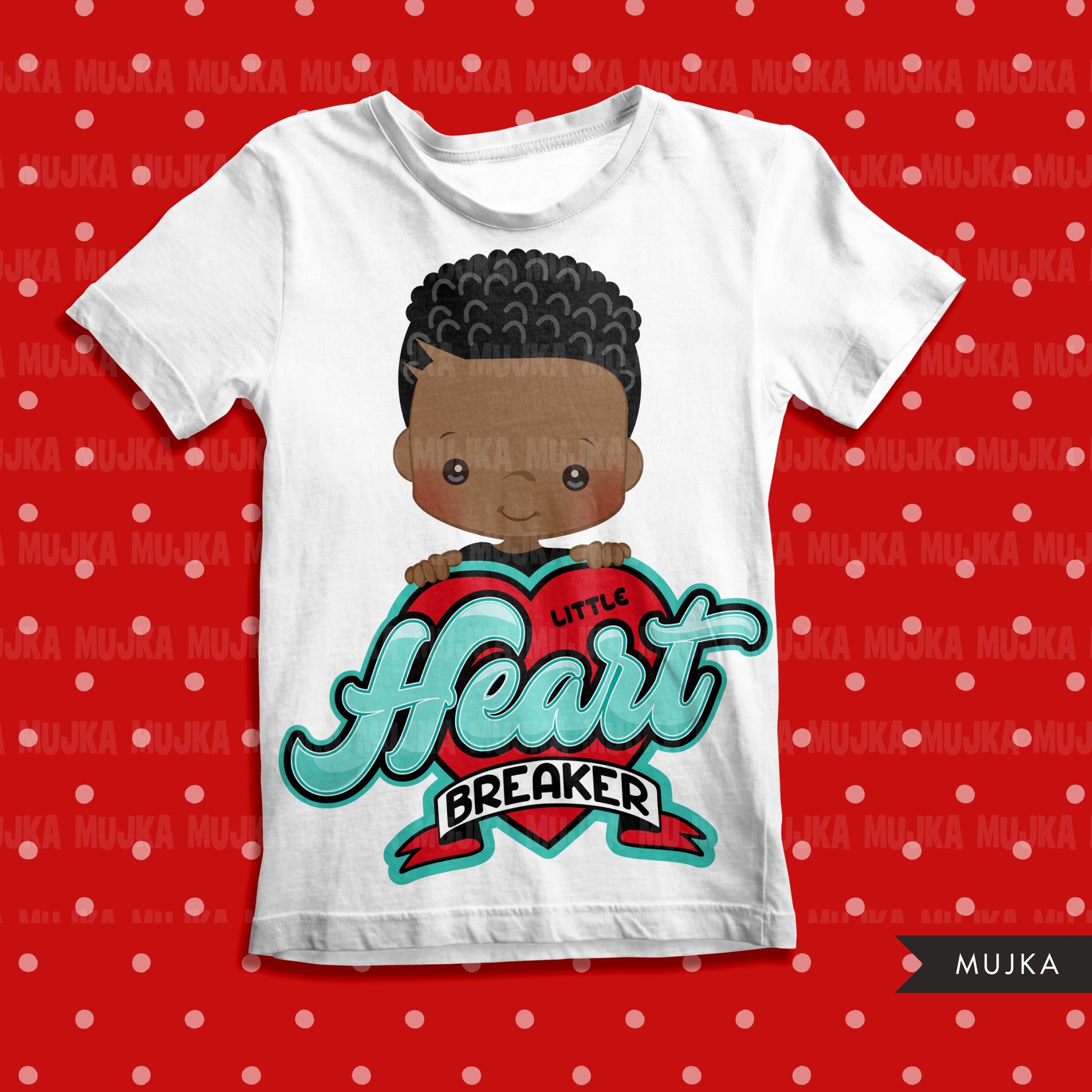valentines day png digital little heart breaker sublimation image transfer clipart t-shirt graphics little black boy