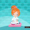 Spa clipart, manicure girl, bath, spa birthday party graphics nail polish, commercial use PNG  digital clip art