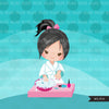 Spa clipart, manicure girl, bath, spa birthday party graphics nail polish, commercial use PNG  digital clip art