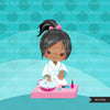 Spa clipart, manicure girl, bath, spa birthday party graphics nail polish, commercial use PNG  digital clip art