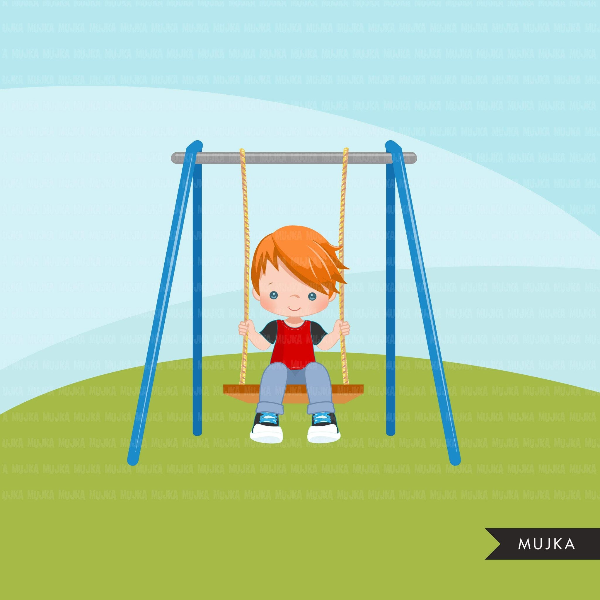 Playground Clipart, boy swinging, spring, outdoors park swing graphics, commercial use Png clip art