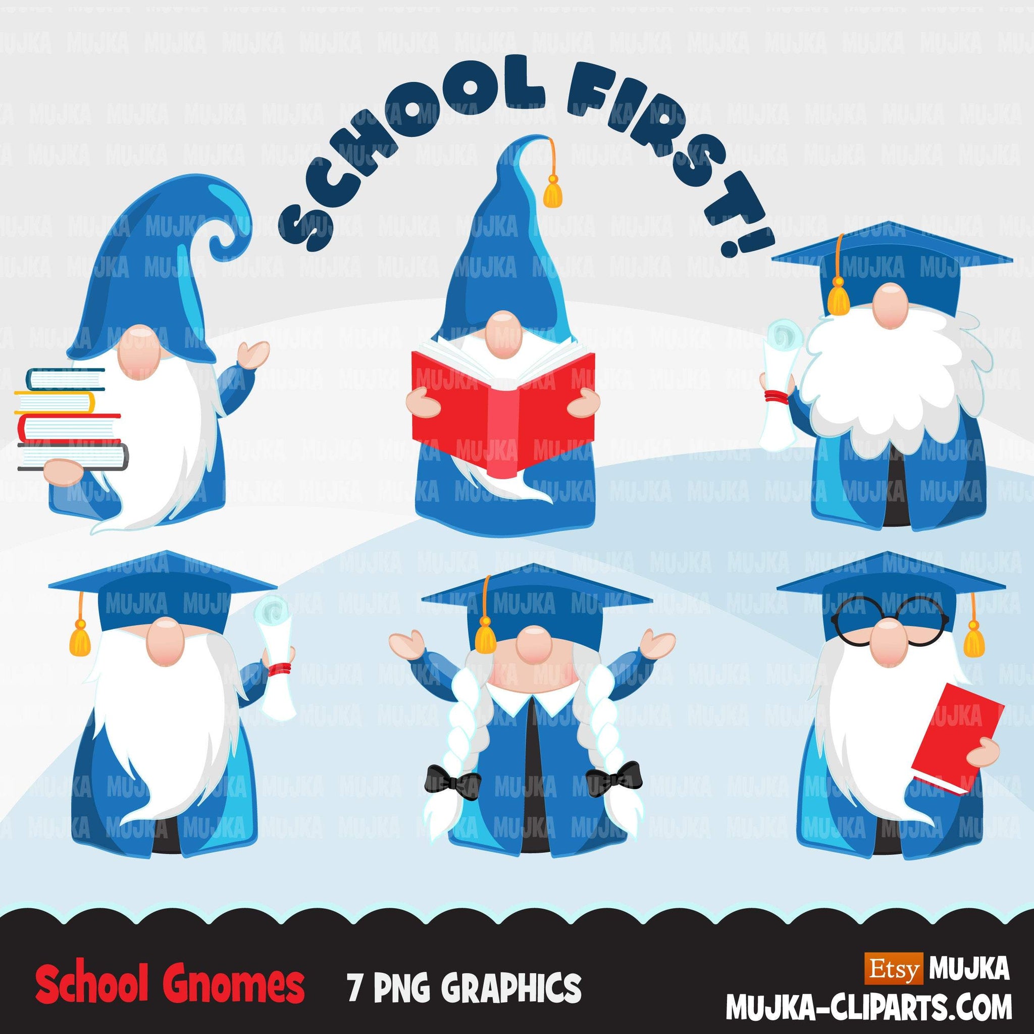 Gnomes Clipart Bundle, Easter, St Patrick's Day, School, Valentines, birthday, Halloween, Christmas, commercial use PNG clip art