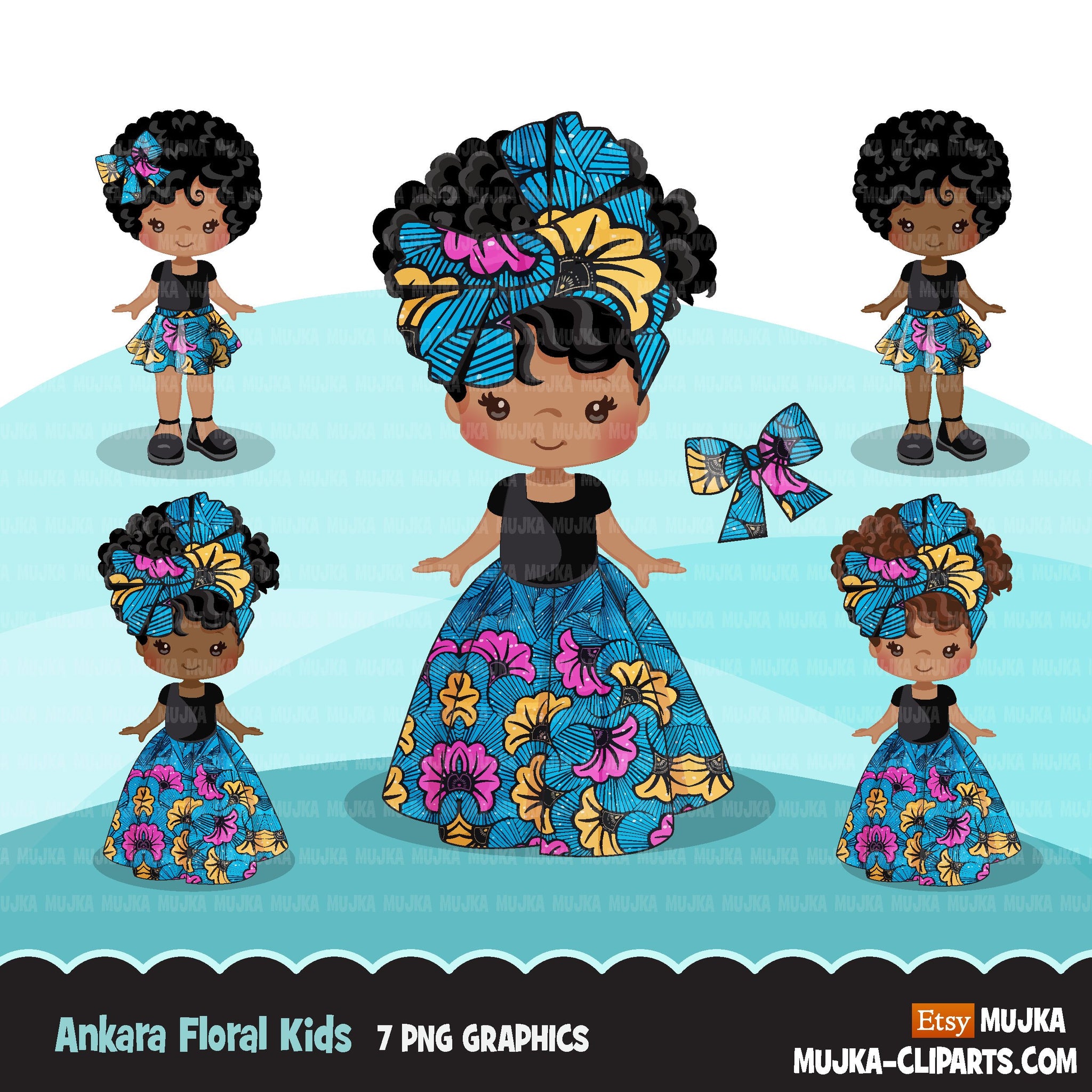 Ankara Fashion Graphics Bundle, Black History African American clipart, commercial use sublimation