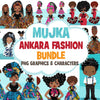 Ankara Fashion Graphics Bundle, Black History African American clipart, commercial use sublimation