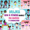 Gymnastics Fitness Clipart Bundle, Sports, workout sublimation t-shirt for black, boy, girl graphics commercial use PNG clip art