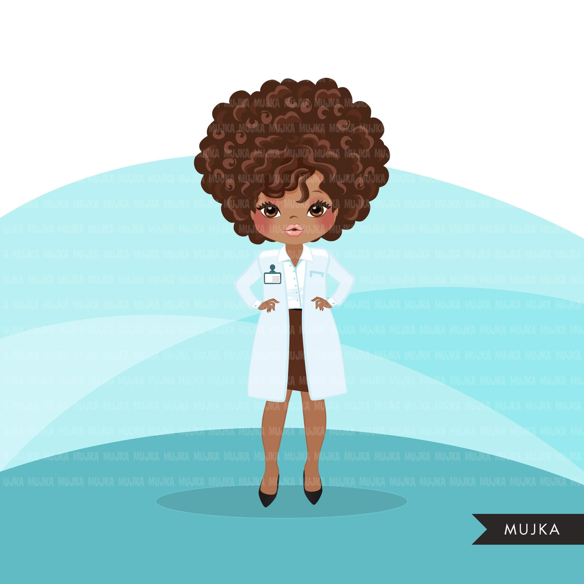 Black female Doctor clipart, hospital graphics, print and cut PNG digital Designs, covid, quarantine Medical girl clip art