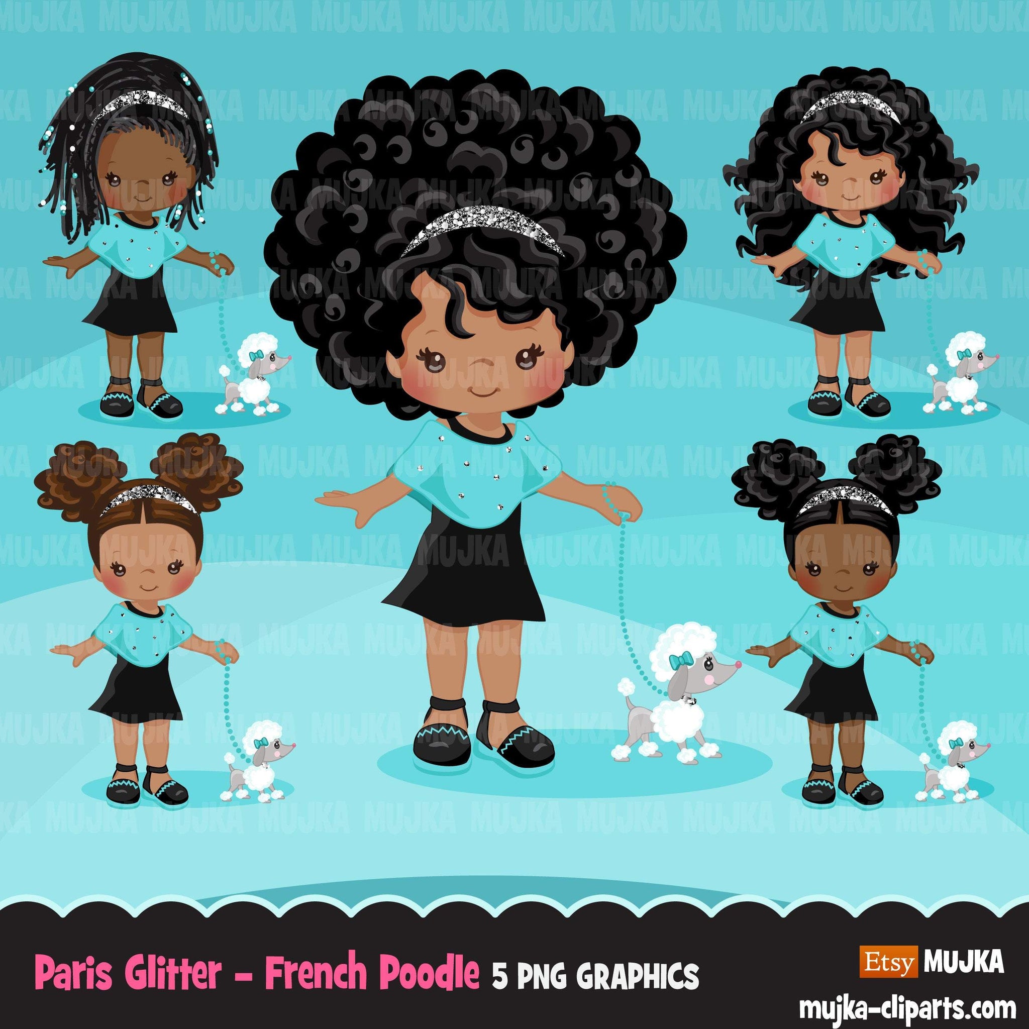 Paris Clipart Bundle, Glitter French Birthday party, poodle, tea party, eiifel tower png clip art, commercial use