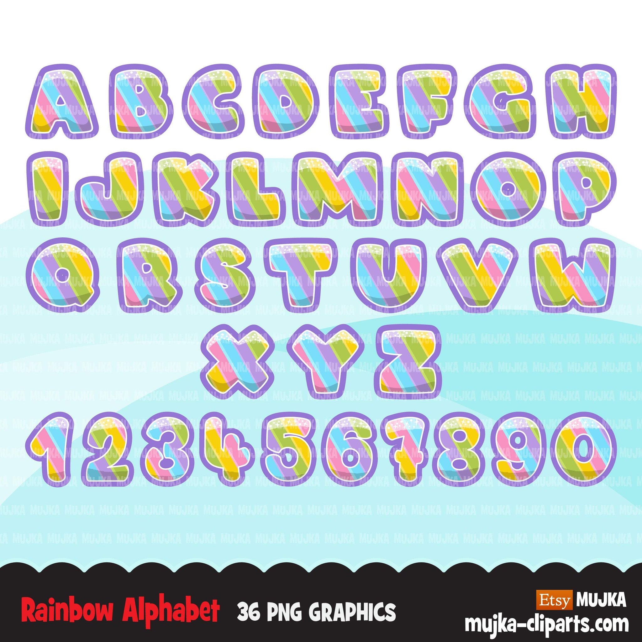 Alphabet Clipart Bundle, Christmas, monsters, rainbow, baby boy and girl, candy, plaid, stitched, science, numbers, PNG clip art