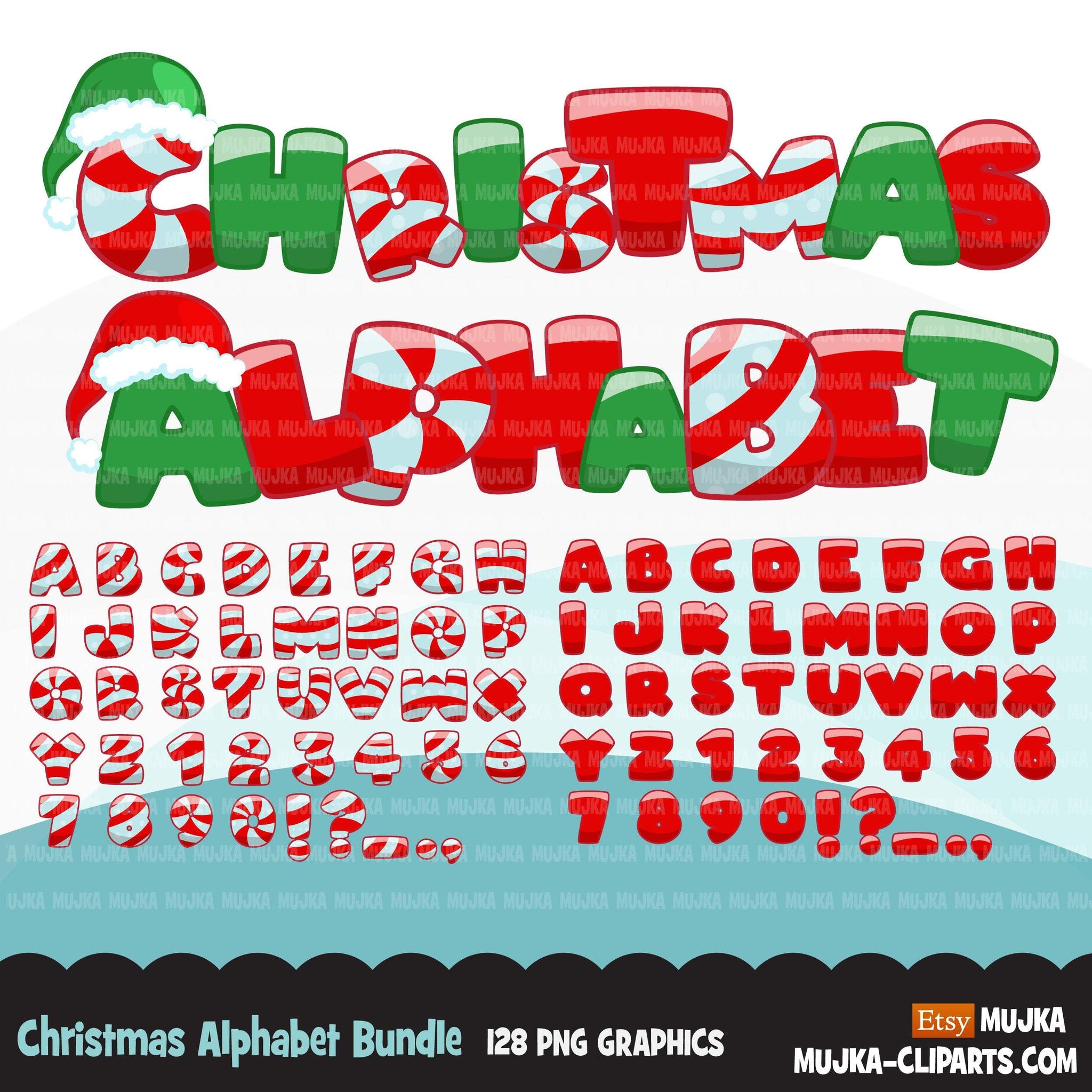 Alphabet Clipart Bundle, Christmas, monsters, rainbow, baby boy and girl, candy, plaid, stitched, science, numbers, PNG clip art
