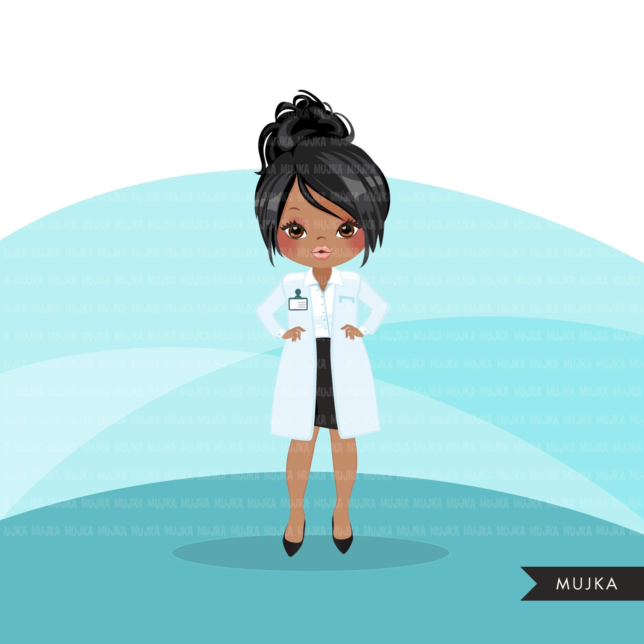 Black female Doctor clipart, hospital graphics, print and cut PNG digital Designs, covid, quarantine Medical girl clip art