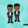 Father's Day clipart, Black boy with tuxedo, I am my father's son quote, dad graphics, commercial use PNG clip art