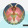 Zodiac Capricorn Clipart, Png digital download, Sublimation Graphics for Cricut & Cameo, Black pixie hair Woman Horoscope sign designs