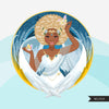 Zodiac Virgo Clipart, Png digital download, Sublimation Graphics for Cricut & Cameo, Black Afro Woman Horoscope sign designs