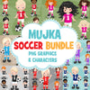 Soccer Clipart Bundle, playing soccer ball, sports, birthday party, boys & girls team jersey, clip art commercial use PNG graphics