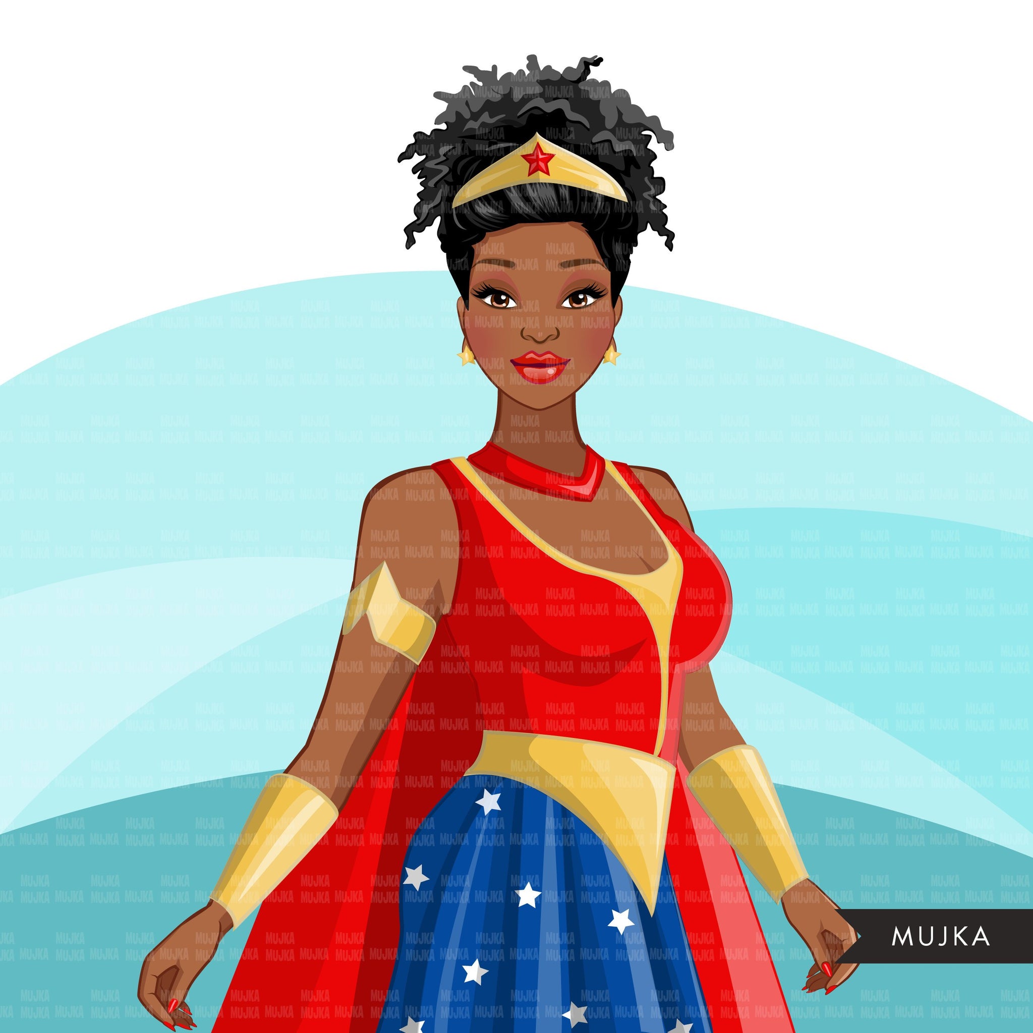 Fashion Clipart, Halloween woman, black woman graphics, afro superhero Sublimation designs for Cricut & Cameo, commercial use PNG