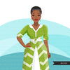 Fashion Clipart, Black woman graphics, green dress, sisters, friends, sisterhood Sublimation designs for Cricut & Cameo, commercial use PNG