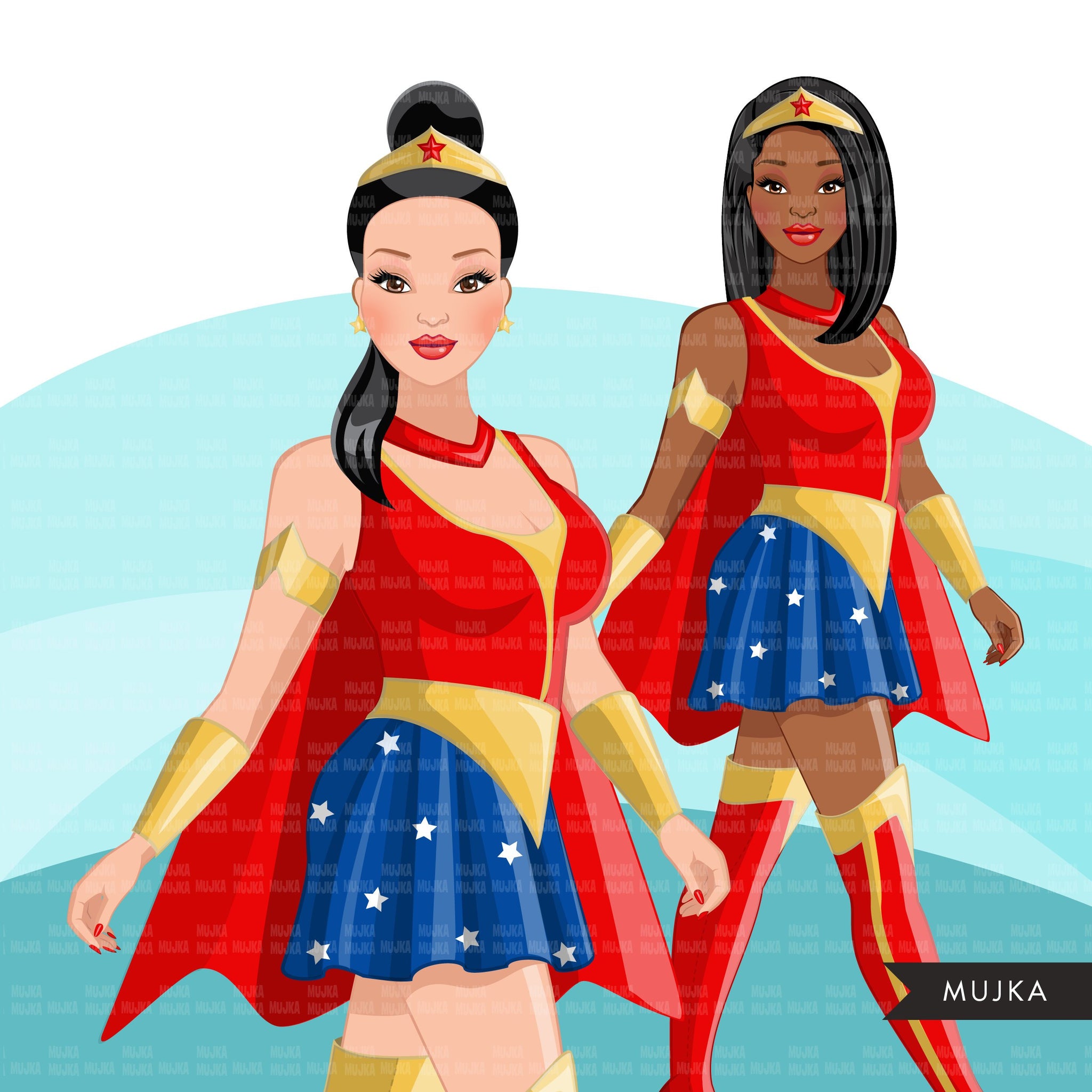 Fashion Clipart, Halloween woman, black woman graphics, afro superhero Sublimation designs for Cricut & Cameo, commercial use PNG