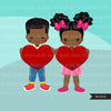 Valentine Clipart, Valentine kids BUNDLE, Valentine's Day boys, girls holding heart, commercial use graphics, png clip art