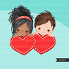 Valentine Clipart, peeking kids BUNDLE, Valentine's Day boys, girls, valentine gifts, commercial use graphics, png clip art