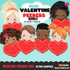Valentine Clipart, peeking kids BUNDLE, Valentine's Day boys, girls, valentine gifts, commercial use graphics, png clip art