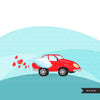 Drive-by Valentine's Day Party parade clipart, quarantine party, drive thru party truck, hearts, valentine gifts PNG clip art