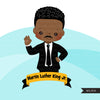Black history clipart, black history figures Martin Luther King Jr, Nelson Mandela, Muhammad Ali, John Lewis, Guion Bluford clip art PNG