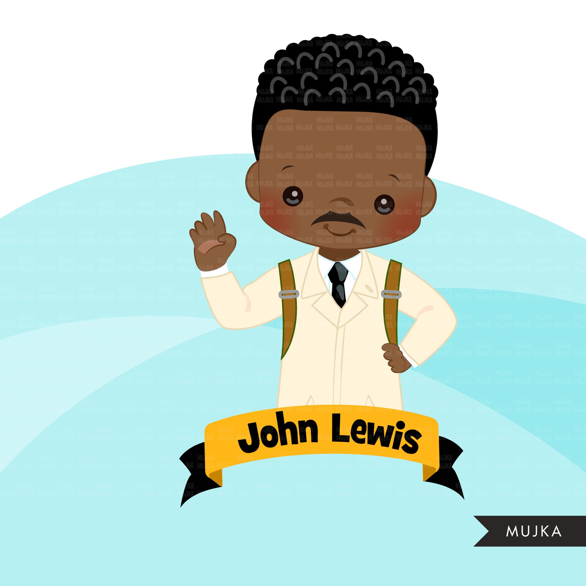 Black history clipart, black history figures Martin Luther King Jr, Nelson Mandela, Muhammad Ali, John Lewis, Guion Bluford clip art PNG