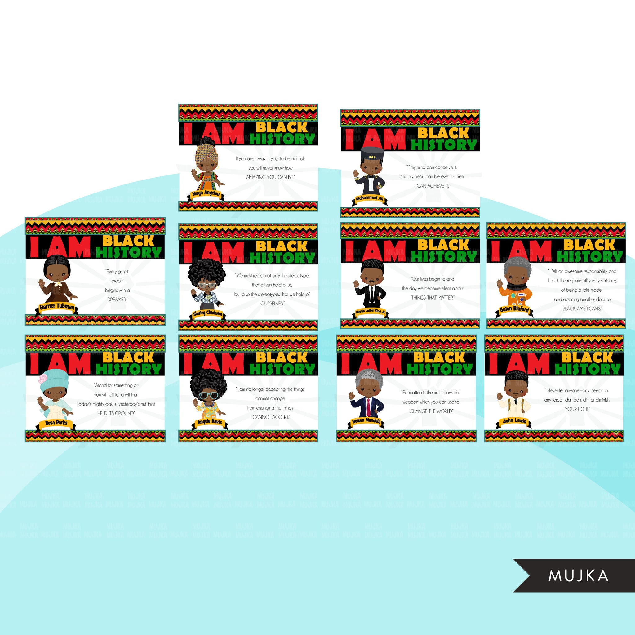 Black history POSTERS, black history figures Maya Angelou, Rosa Parks, empowering social Justice Quotes, Martin Luther King Jr  clip art PNG