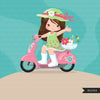 Best friends clipart bundle, Scooter Girls, Spring Png, Valentine gifts, siblings, sublimation graphics, pink scooter png clip art